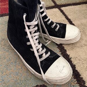 Rick Owen High-Top Sneakers with White Laces